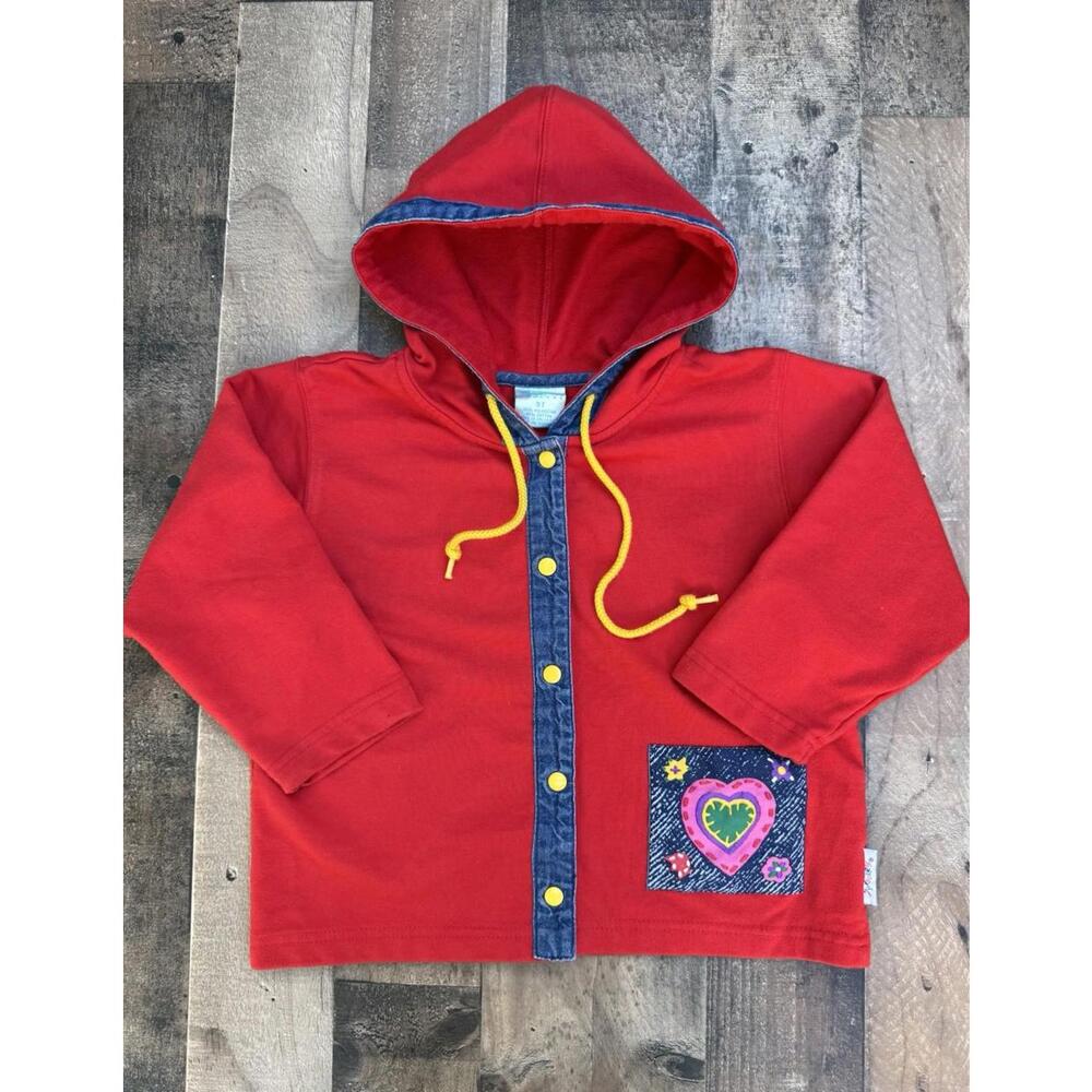 Cute Vintage Red Sprockets Back To School Little Girl Hoodie Jacket